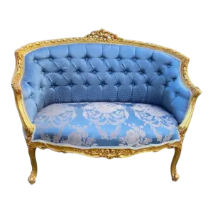 French Classic Louis-XVI Blue Painted Sofa Furniture Supplier