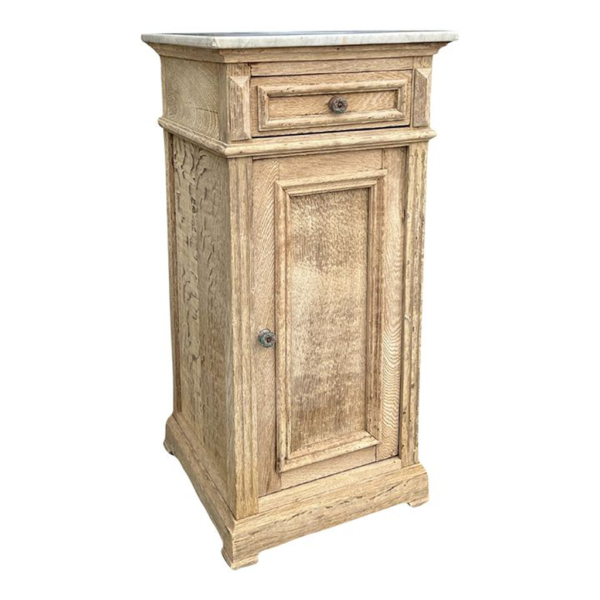 French Country bedside table with marble top