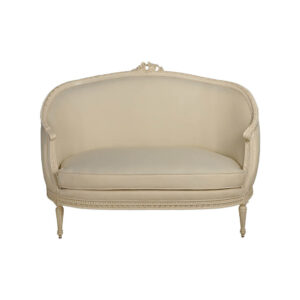 French Polished Sofa Side View with Cushions