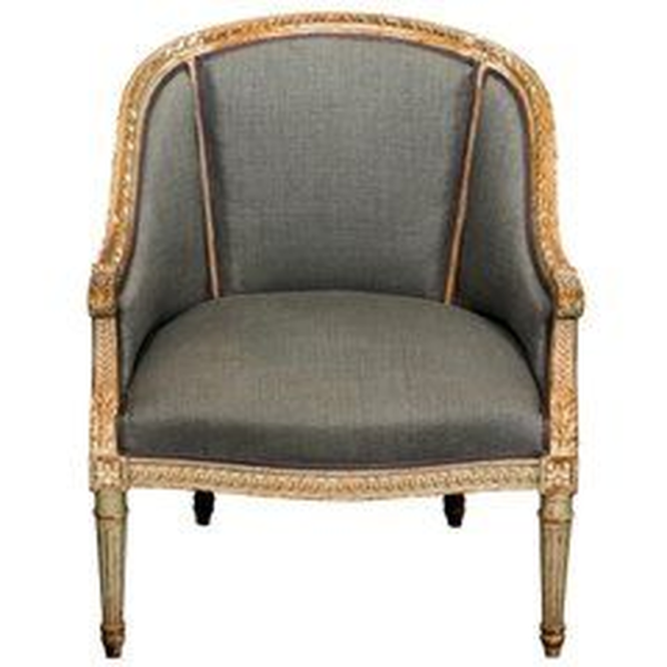 French Style Accent Sofa with Carved Wood Frame