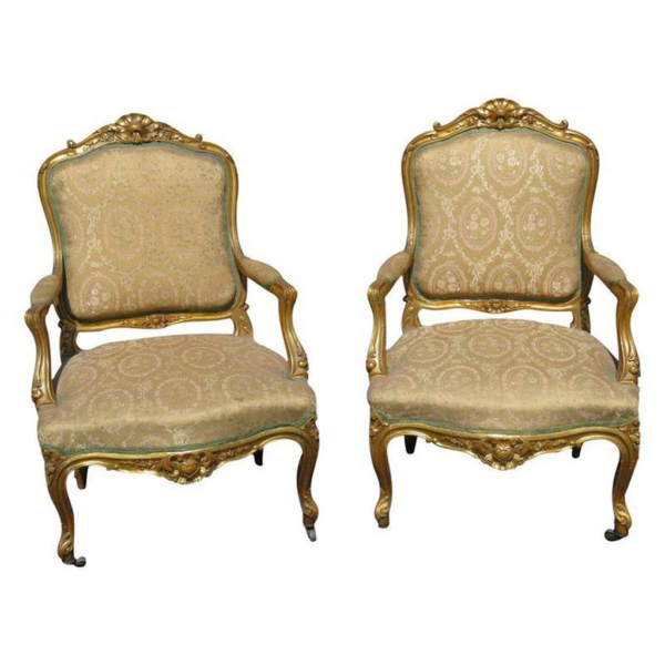 French Style Gold and Beige Sofa