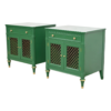 Green bedside table with gold accents, Mid-Century Modern design, Daabadi Furniture wholesaler