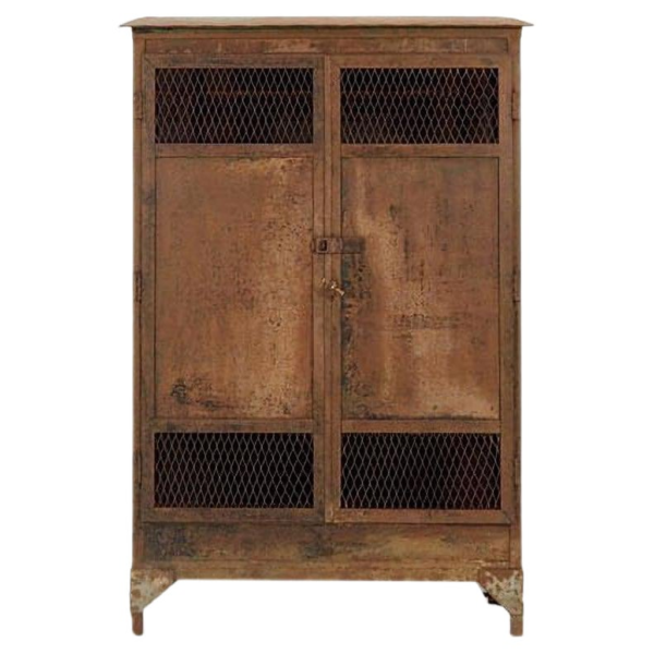 Industrial Style Iron Wardrobe with Mesh Doors