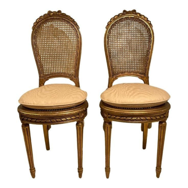 Louis XV Style Dining Chair Gold Wood Finish