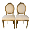Louis XV Style Dining Chair with Beige Upholstery and Gold Frame