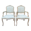 Louis XV style dining chair with beige fabric upholstery