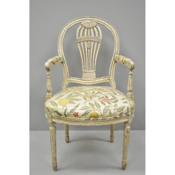 Mid-Century Dining Chair with Floral Upholstery