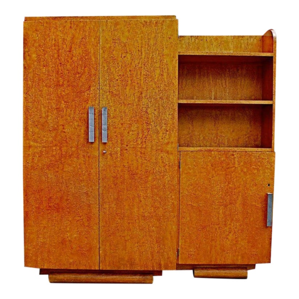 Mid-Century Modern Brown Wood Armoire