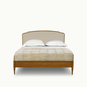 Mid-Century Modern Bed Frame with Upholstered Headboard