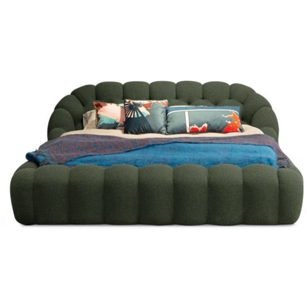Mid-Century Modern Bed Green Fabric