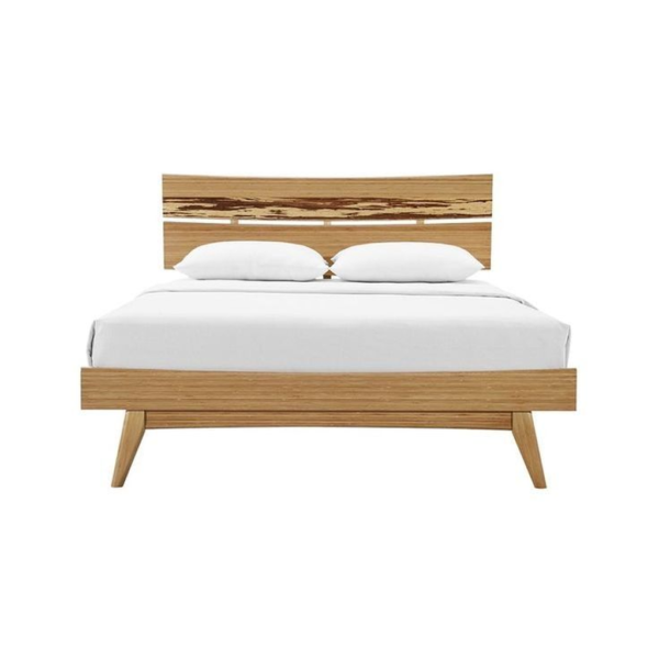 Mid-Century Modern Bed Solid Wood Natural Finish