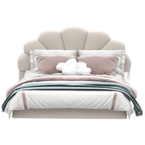 Mid-Century Modern Bed with Cloud Pillow
