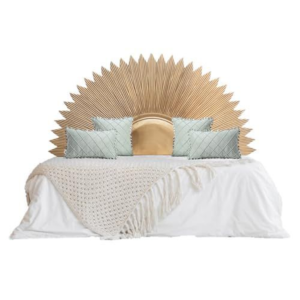 Mid-Century Modern Bed with Gold Headboard