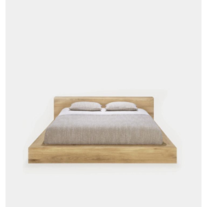 Mid-Century Modern Bed with Solid Wood Frame
