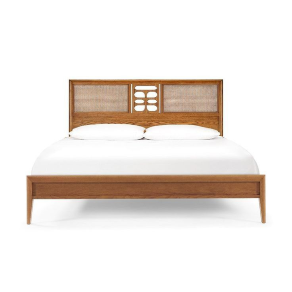 Mid-Century Modern Bed with Teak Wood Frame