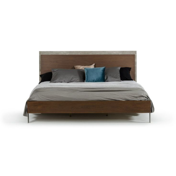 Mid-Century Modern Bed with Teak and Concrete