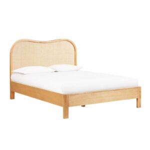 Mid-Century Modern Bed Teak Wood Platform Bed with Natural Finish