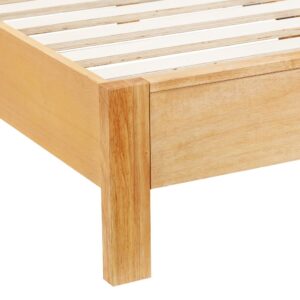 Mid-Century Modern Bed Teak Wood Platform Bed with Natural Finish