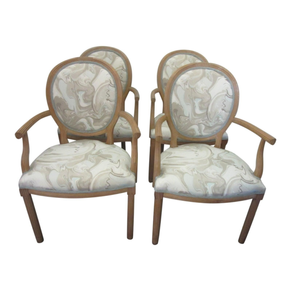 Mid-Century Modern Beige Dining Chair with Wooden Frame