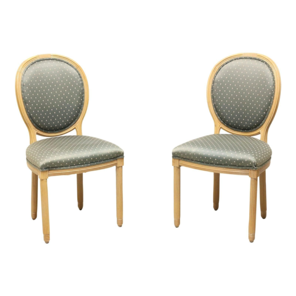 Mid-Century Modern Beige and Gray Upholstered Dining Chair