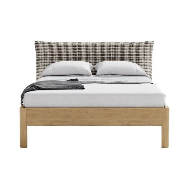 Mid-Century Modern Beige and White Bed
