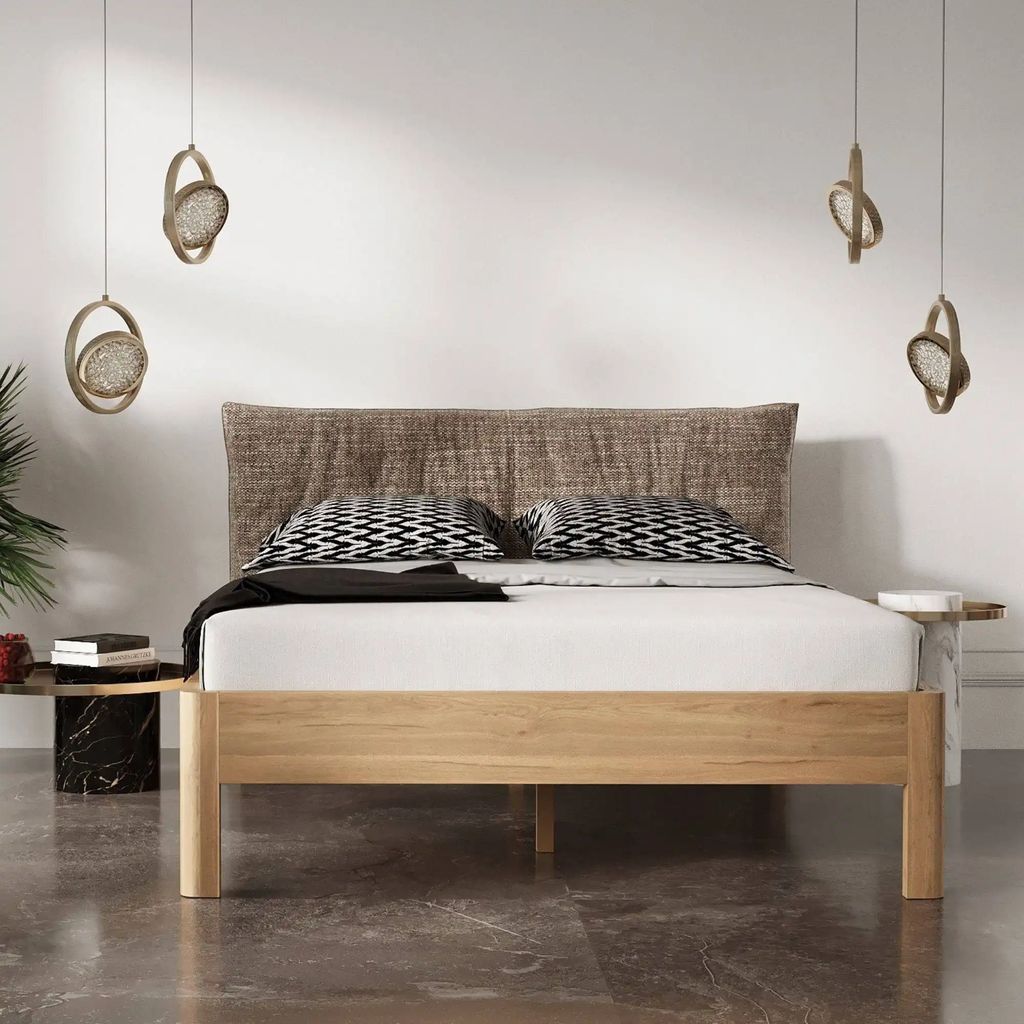 Mid Century Modern bed Natural Wood Finish
