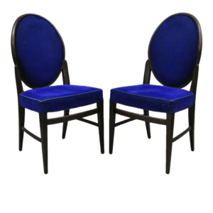 Mid-Century Modern Blue Velvet Dining Chair