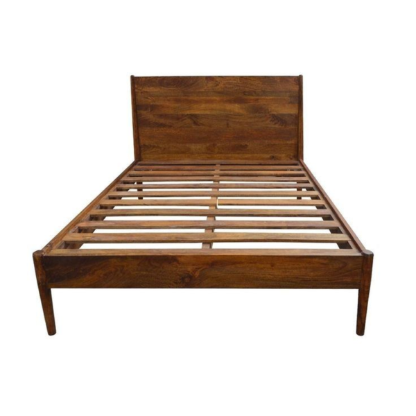 Mid-Century Modern Brown Teak Wood Bed
