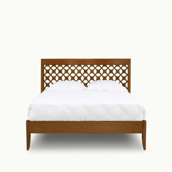 Mid-Century Modern Brown Wood Bed
