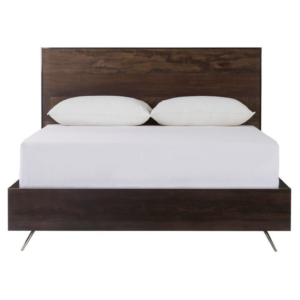 Mid-Century Modern Brown Wooden Bed Frame