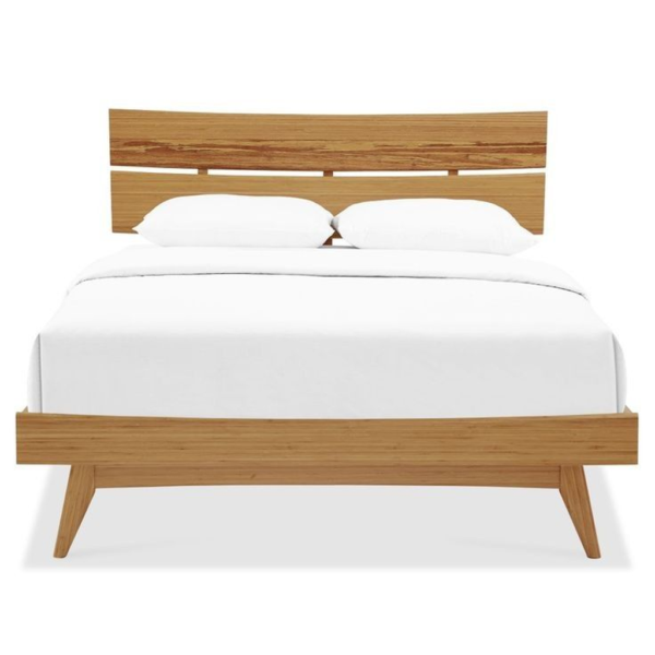 Mid-Century Modern Brown Wooden Bed Frame