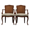 Mid-Century Modern Brown Wooden Dining Chairs with Rattan Back