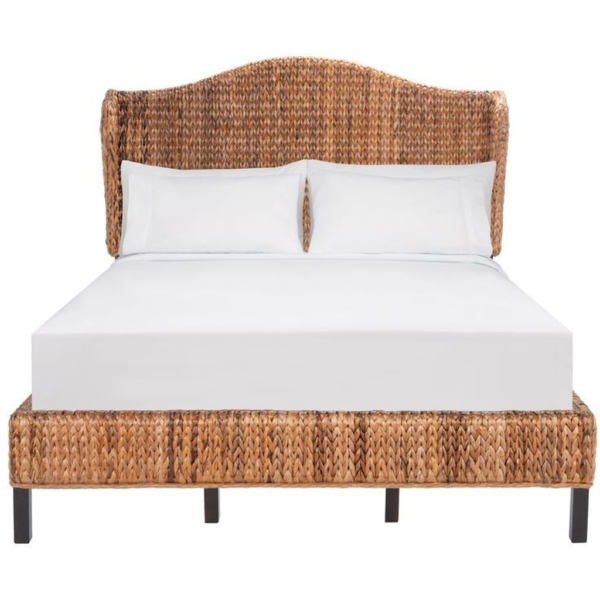 Mid-Century Modern Brown Woven Bed