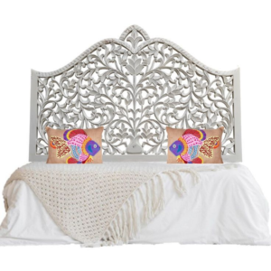 Mid-Century Modern Carved Wood Bed