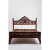Mid-Century Modern Carved Wood Bed by Daabadi Furniture manufacturer