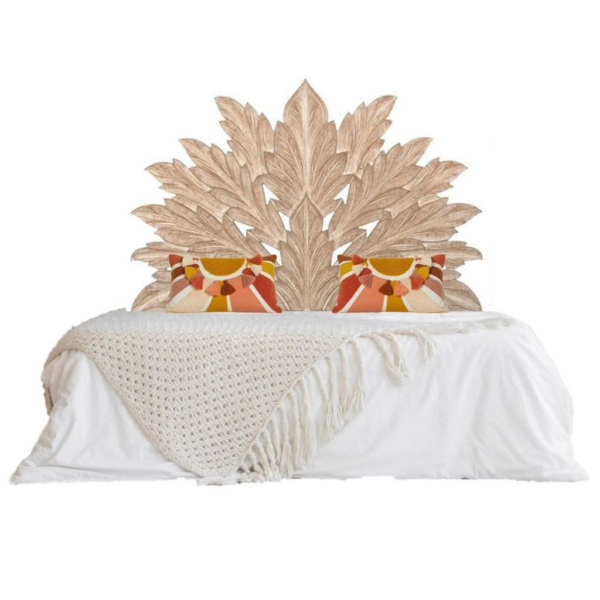 Mid-Century Modern Carved bed with Wood Frame
