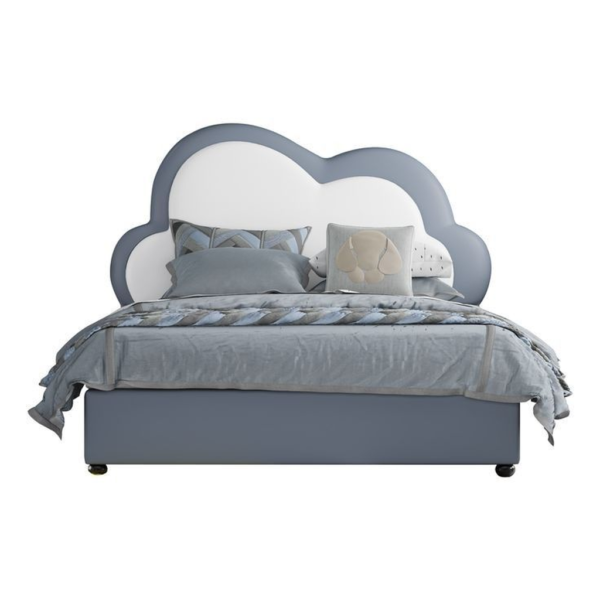 Mid-Century Modern Cloud Bed with Upholstered Headboard