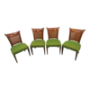 Mid-Century Modern Dining Chair with Green Seat and Woven Back