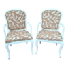 Mid-Century Modern Dining Chair with Leaf Pattern Upholstery