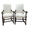 Mid-Century Modern Dining Chair with White Upholstery