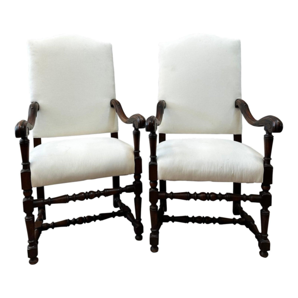 Mid-Century Modern Dining Chair with White Upholstery