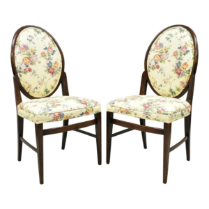 Mid-Century Modern Floral Dining Chair, Wood Frame, Daabadi Furniture wholesaler