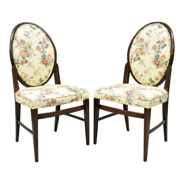 Mid-Century Modern Floral Dining Chair, Wood Frame, Daabadi Furniture wholesaler
