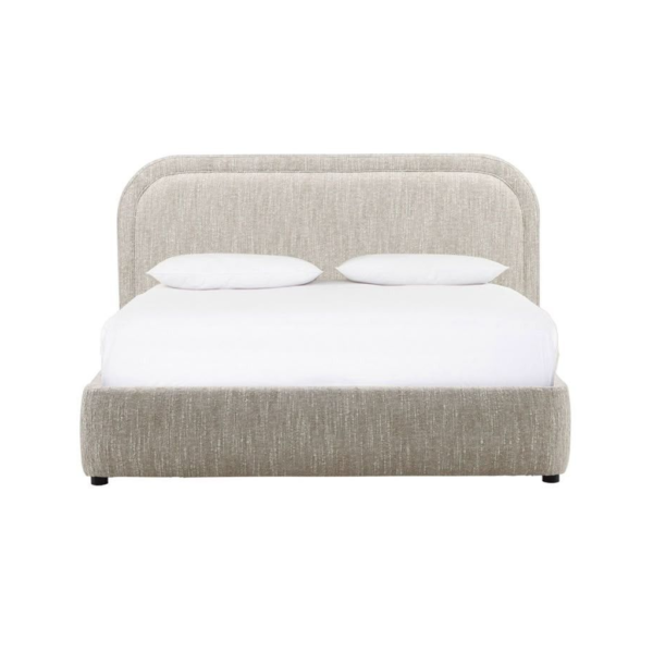 Mid-Century Modern Gray Fabric Bed