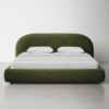 Mid-Century Modern Green Velvet Bed