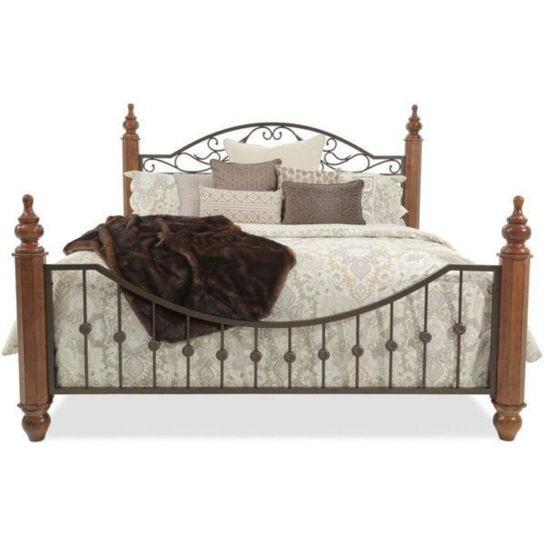 Mid-Century Modern Iron and Wood Bed