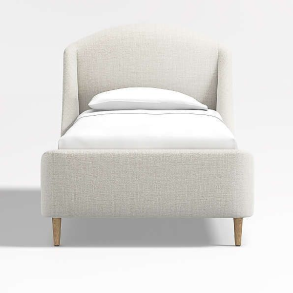 Mid-Century Modern Linen Bed Beige
