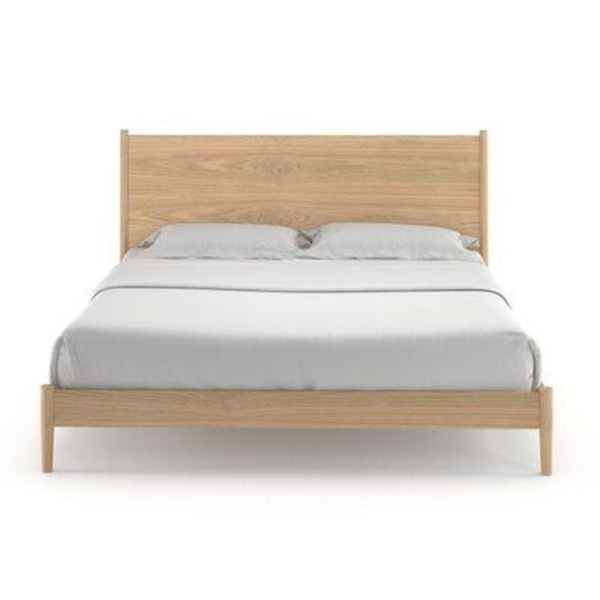 Mid Century Modern Natural Wood Platform Bed