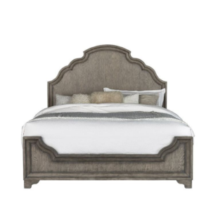 Mid-Century Modern Panel Bed Wood Frame Gray