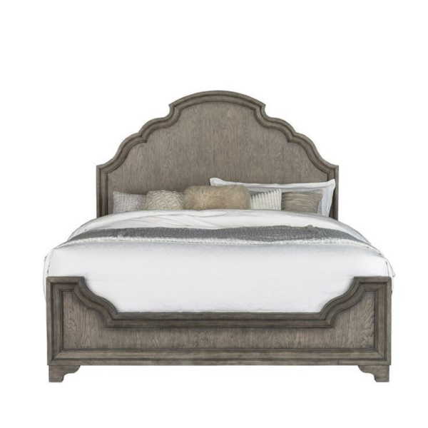 Mid-Century Modern Panel Bed Wood Frame Gray